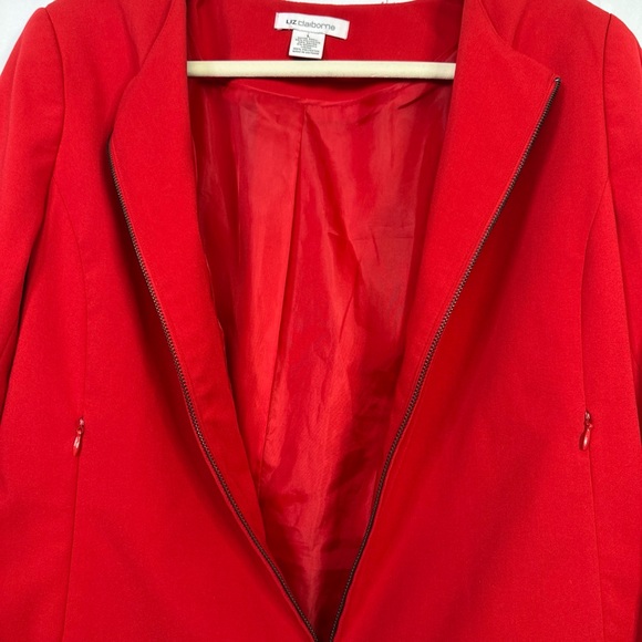 Liz Claiborne Blazer Red Zip Up Pockets Business Professional Casual Jacket - Picture 2 of 6